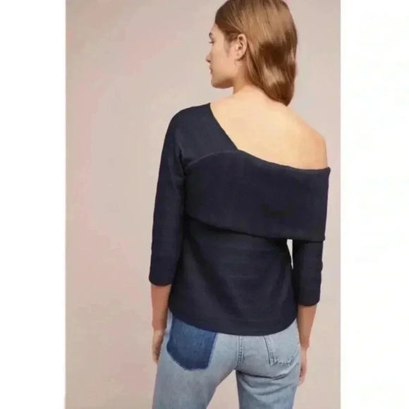 Anthropologie Blue Tassel Schuler One Shoulder Top - Picture 3 of 8